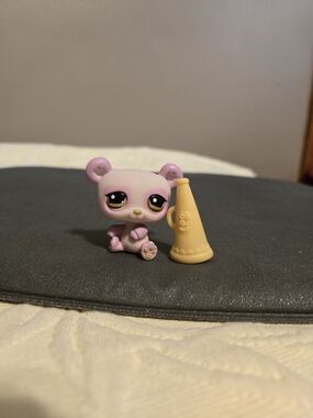 Littlest Pet Shop Pink And Lavendar Panda with Yellow Megaphone